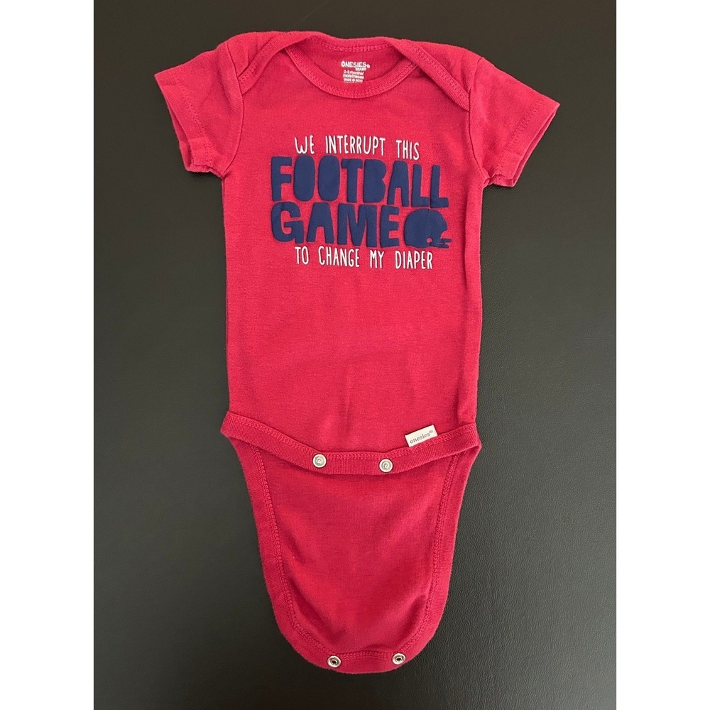 Gerber Onesies Red Football Game Diaper Change Bodysuit 0-3 Months Boy (1264)